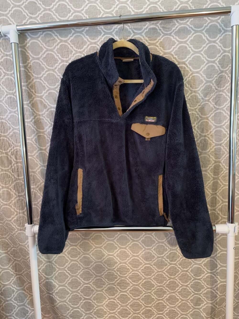 Vintage LL Bean Blue Deep Pile Fleece Jacket Sherpa Sweater Sz XL Item 505251